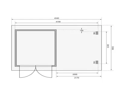 Gartenhaus Blockbohlenhaus SET Bastrup 4 28 mm naturbelassen, inkl. 2 m Anbaudach + Seiten-/Rückwand Produktbild #7