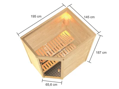 Sauna Massivholzsauna Jella, inkl. 9 kW Bio-Ofen mit externer Steuerung Produktbild #13