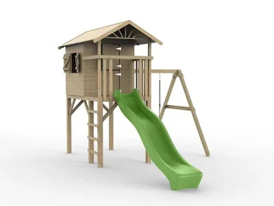 Stelzenhaus Tree Hut KDI inkl. Einzelschaukel und Rutsche grün Produktbild #2