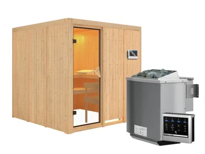 Systemsauna Rodin bronzierte Ganzglastür, inkl. 9 kW Bio-Kombiofen ext. Steuerung Produktbild #3