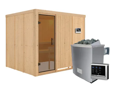 Systemsauna Gobin graphit Ganzglastür, inkl. 9 kW Saunaofen ext. Steuerung Produktbild #2