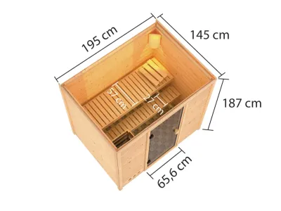 Sauna Selena mit bronzierter Glastür + 3,6 kW Plug & Play Saunaofen ext. Strg. Produktbild #2