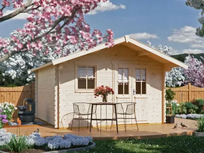 Gartenhaus Blockbohlenhaus Malaga 2 28 mm naturbelassen Produktbild #1