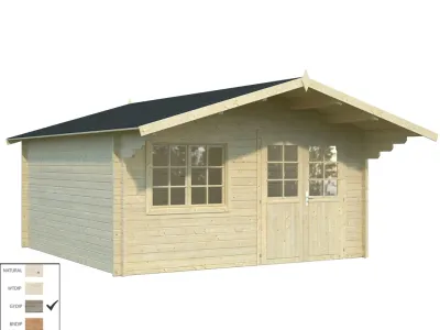 Gartenhaus Blockbohlenhaus Britta 17,5 m² 40 mm grau tauchimprägniert Produktbild #2