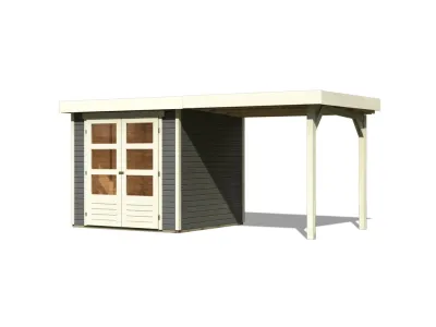 Gartenhaus Askola 2 19 mm terragrau inkl. 2,4 m Anbaudach Produktbild #2