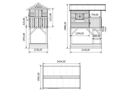 Stelzenhaus Tree Hut mit Sandkasten KDI inkl. Rutsche rot Produktbild #5