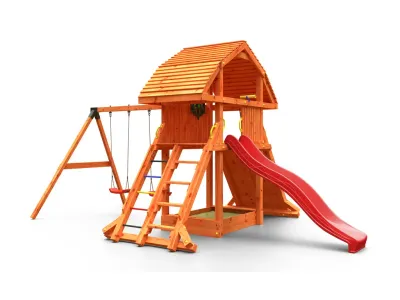 Spielturm Giant Move teakfarben inkl. Rutsche rot Produktbild #4