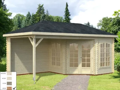 Pavillon Melanie 6,8+8,3 m² braun tauchimprägniert Produktbild #1