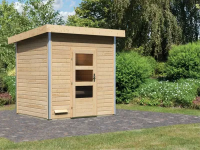 Gartensauna Norge 38 mm mit moderner Tür naturbelassen Produktbild #2