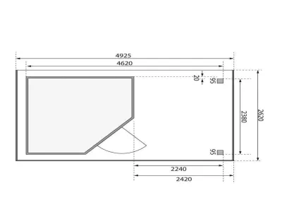 Gartenhaus Schwandorf 5 19 mm terragrau inkl. 2,4 m Anbaudach + Seiten- und Rückwand Produktbild #5