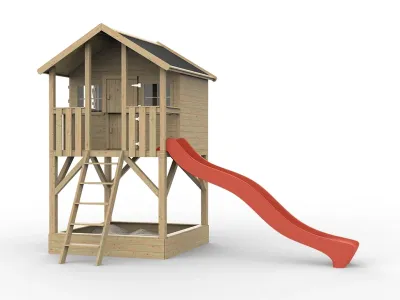 Stelzenhaus Big House mit Sandkasten KDI inkl. Rutsche rot Produktbild #4