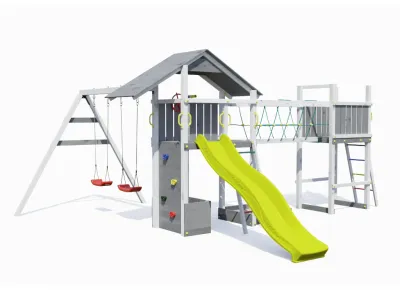 Spielturm Smart 4 Bridge grau/weiß inkl. Rutsche gelb Produktbild #5