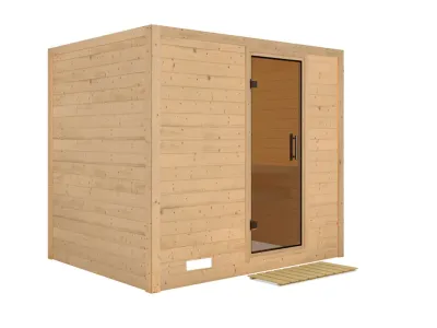 Massivholzsauna Sonara graphit Ganzglastür Produktbild #5