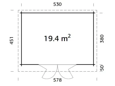 Gartenhaus Blockbohlenhaus Lea 19,4 m² 44 mm grau tauchimprägniert Produktbild #3