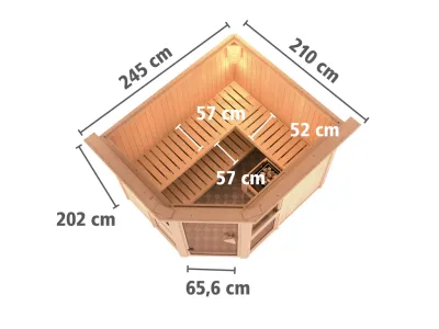 Sauna Systemsauna Amelia 3 mit Dachkranz, inkl. 9 kW Saunaofen integr. Steuerung Produktbild #5