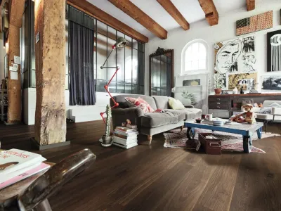 Parkett PD 400 Eiche lebhaft kerngeräuchert 9007 Landhausdiele Gebürstet Produktbild #2