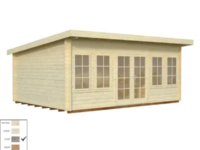 Gartenhaus Blockbohlenhaus Lisa 19,4 m² 44 mm grau tauchimprägniert Produktbild #2