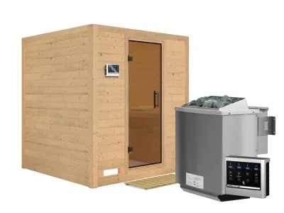 Massivholzsauna Mojave graphit Ganzglastür, inkl. 9 kW Bio-Ofen ext. Steuerung Produktbild #2
