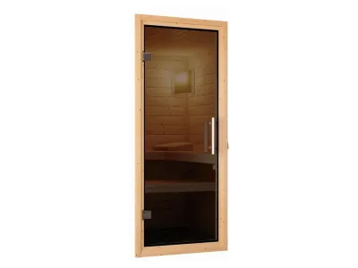 Sauna Systemsauna Nanja mit Dachkranz, graphit Ganzglastür + Plug & Play Bio-Ofen mit ext. Strg Produktbild #8
