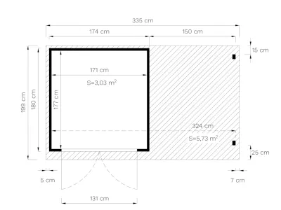 Gartenhaus Marksburg 2 mit Anbau 14 mm natur Produktbild #12