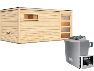 Saunahaus Hygge mit Schiebetür & Vorraum, inkl. 9 kW Saunaofen mit externer Steuerung Produktbild #6