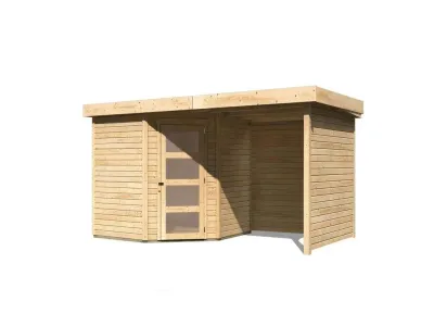Gartenhaus SET Schwandorf 5 19 mm naturbelassen, inkl. 2,4 m Anbaudach + Seiten- und Rückwand Produktbild #8
