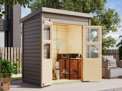 Gartenhaus Merseburg 2 14 mm vorvergraut Produktbild #1