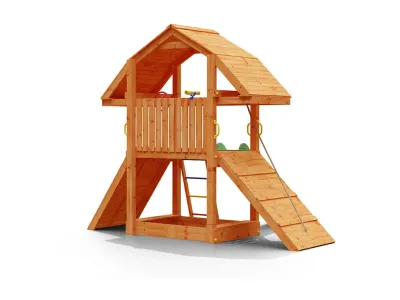 Spielturm Buffalo teakfarben inkl. Rutsche grün Produktbild #6