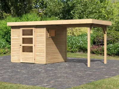 Gartenhaus Bielefeld 1 19 mm naturbelassen inkl. 240 cm Anbau Produktbild #1