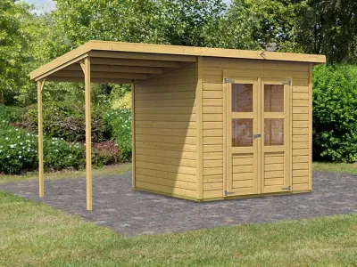 Gerätehaus Merseburg 4 14 mm naturbelassen inkl. 140 cm Anbau Produktbild #3