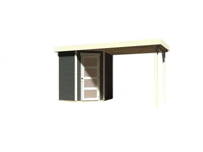 Gartenhaus SET Schwandorf 3 19 mm terragrau, inkl. 2,8 m Anbaudach Produktbild #5