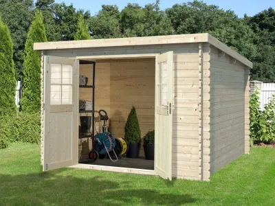 Gartenhaus Blockbohlenhaus CA2975 28 mm naturbelassen Produktbild #2