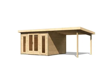 Gartenhaus SET Radeburg 3 40 mm naturbelassen inkl. 3,3 m Anbaudach Produktbild #7