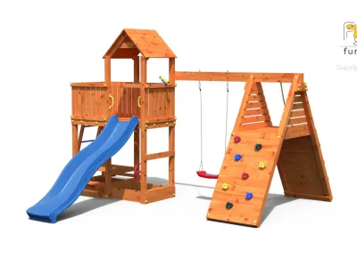 Spielturm Fluppi teakfarben inkl. Einzelschaukel + Rutsche Produktbild #5