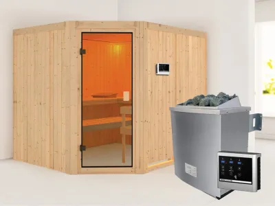 Sauna Horna mit bronzierter Glastür + 9 kW Saunaofen ext. Strg. Produktbild #9