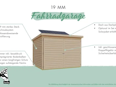 Fahrradgarage 3 19 mm mit Solarkit Produktbild #3