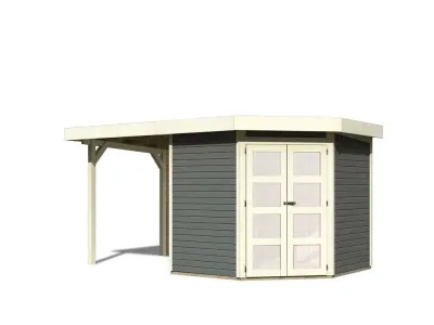 Gartenhaus SET Goldendorf 5 ECO 19 mm terragrau, inkl. 2,4 m Anbaudach + Rückwand Produktbild #4
