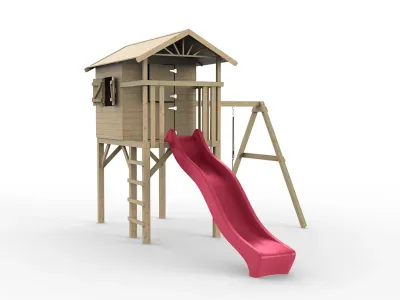 Stelzenhaus Tree Hut KDI inkl. Einzelschaukel und Rutsche pink Produktbild #2