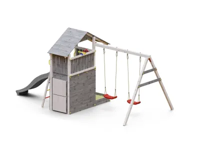 Spielturm Smart 7 grau-weiß inkl. Rutsche grau Produktbild #4