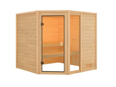 Sauna Massivholzsauna Tabea, mit bronzierter Ganzglastür Produktbild #6