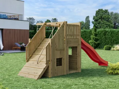 Spielturm Ramphouse KDI inkl. Rutsche rot Produktbild #3