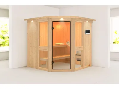 Sauna Amelia 2 mit bronzierter Ganzglastür Produktbild #10