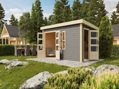 Gartenhaus Zweiraumhaus Schönbuch 2 38 mm terragrau Produktbild #8