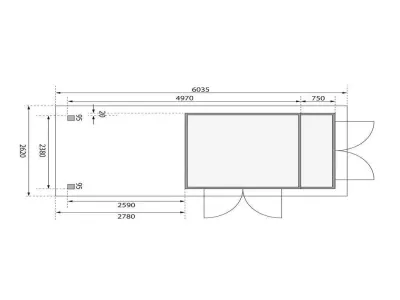 Gartenhaus SET Retola 4 19 mm naturbelassen, inkl. 2,8 m Anbaudach + Anbauschrank Produktbild #10