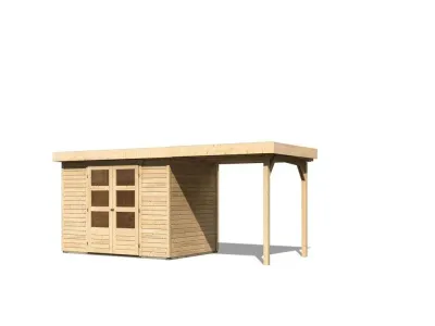 Gartenhaus SET Askola 4 19 mm naturbelassen inkl. 2,4 m Anbaudach Produktbild #6