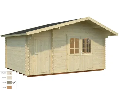 Gartenhaus Blockbohlenhaus Emma 14,2 m² 34 mm grau tauchimprägniert Produktbild #2