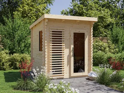 Gartensauna Layla 40 mm mit Graphit Glastür und zwei Fenstern Produktbild #1