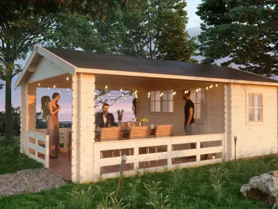 Gartenhaus Blockbohlenhaus Alicante 1 28 mm naturbelassen Produktbild #2