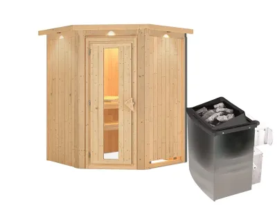 Sauna Systemsauna Larin mit Dachkranz, inkl. 9 kW Ofen mit integrierter Steuerung Produktbild #2