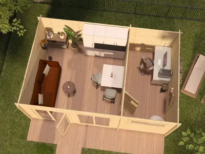 Gartenhaus Blockbohlenhaus Callie 2 44 mm naturbelassen Produktbild #3